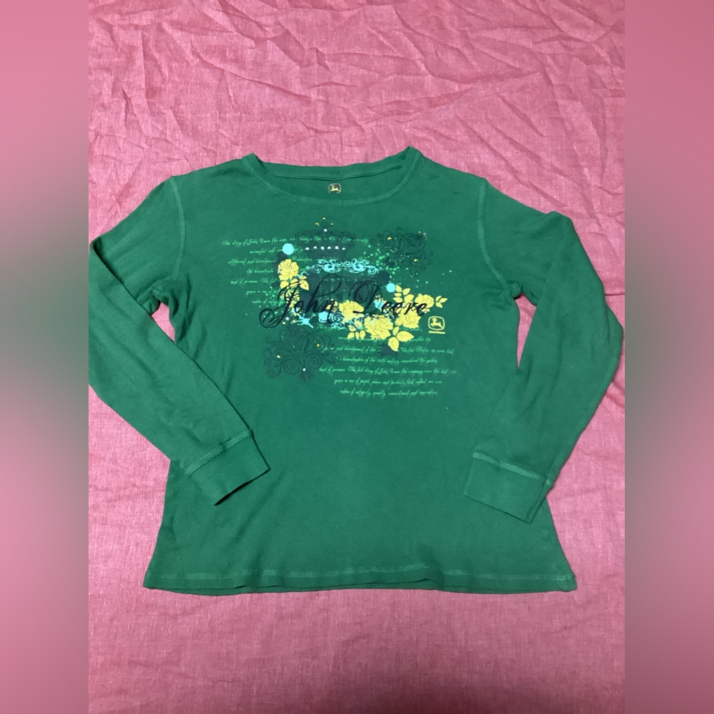 Ladies Green Long Sleeve John Deere Large T-shirt